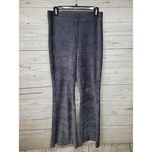 Aerie Juniors Ribbed Pull On Pants Gray Size M Short Flared Cotton Blend‎